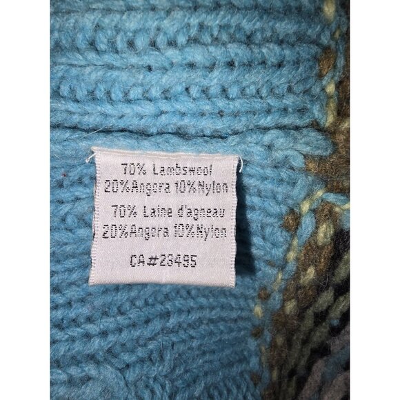 Icelandic Design Sweater Womens Medium Blue Full Zip Nordic Fair Isle Angora - Picture 8 of 8